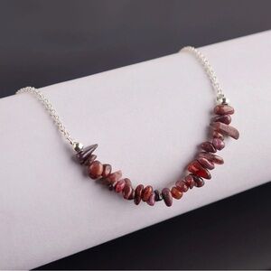 NIB Raw Ruby Chip Beaded Necklace; Real Raw Ruby Crystal Gemstone Boho Nevklace!